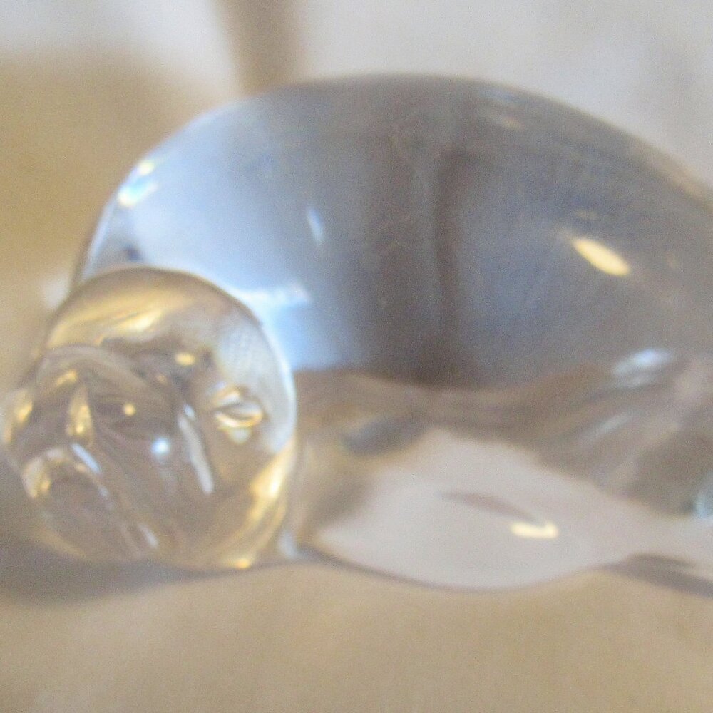 Vintage Atlantis Lead Glass Crystal Seal Figurine Paperweight, Signed   J432